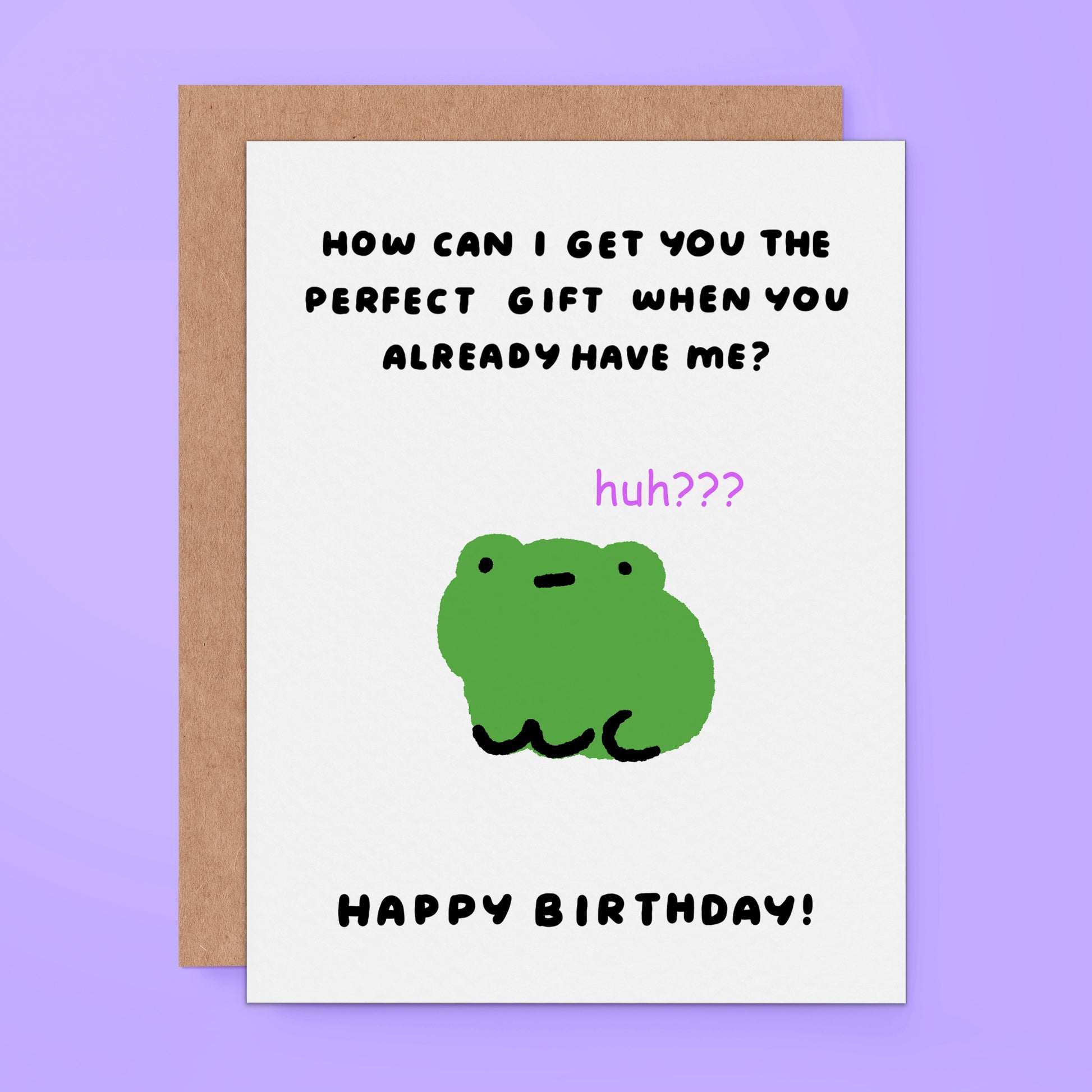 Meme Birthday card with a frog and humorous text