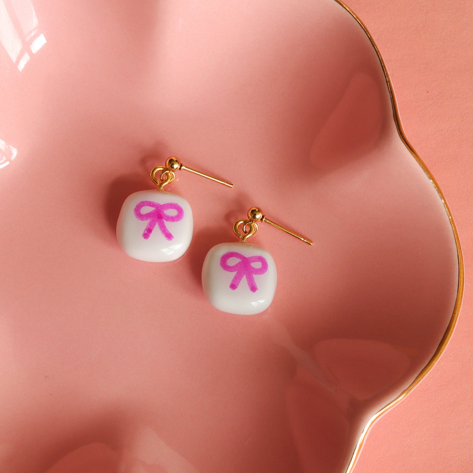 Cute handmade polymer clay bow earrings charm