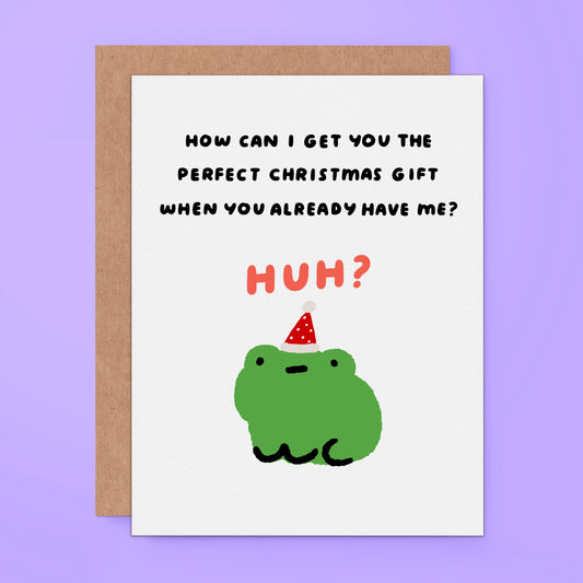 cute sassy christmas card with a frog illustration