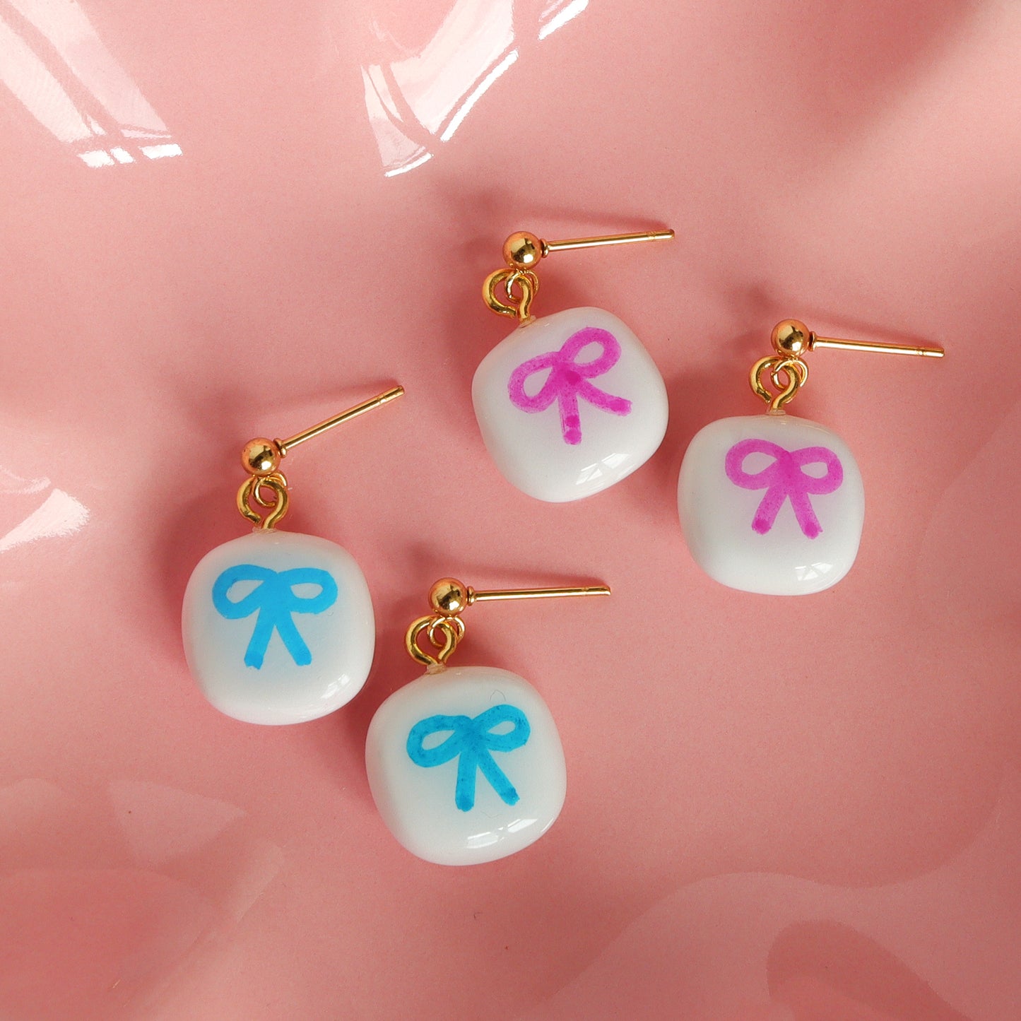 Cute handmade polymer clay bow earrings perfect for Birthday, Valentine’s Day, or just-because gift.