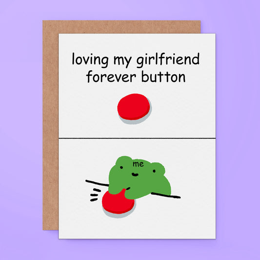 loving my girlfriend forever button card greeting card