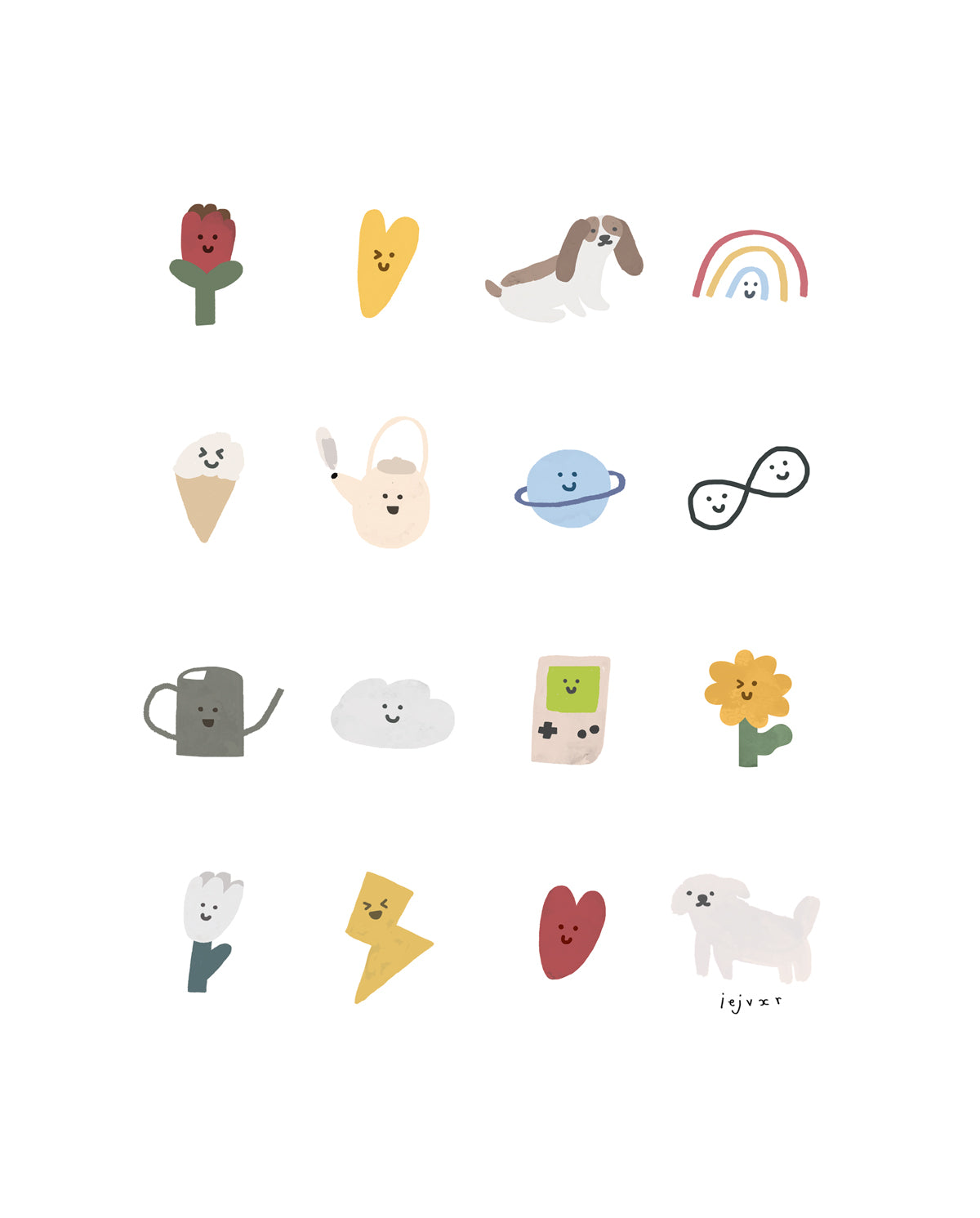 Cute Happy Things Illustration Print